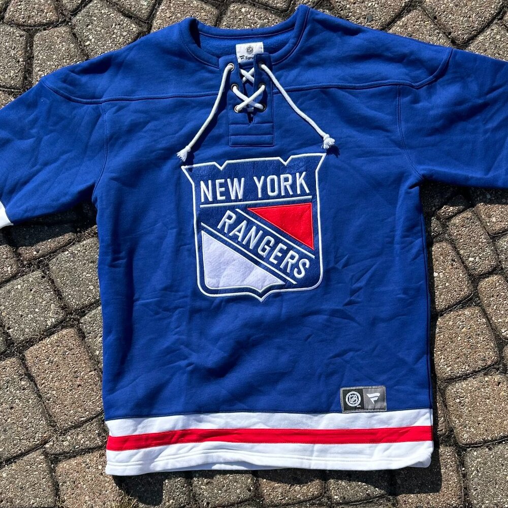 New York Rangers Fanatics Breakaway Lace Up Pullover Sz L NHL Hockey